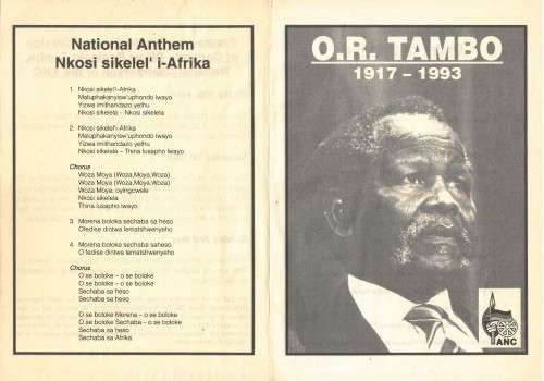 Programme for the Funeral Service of Comrade Oliver Reginald Tambo, ANC. c1993