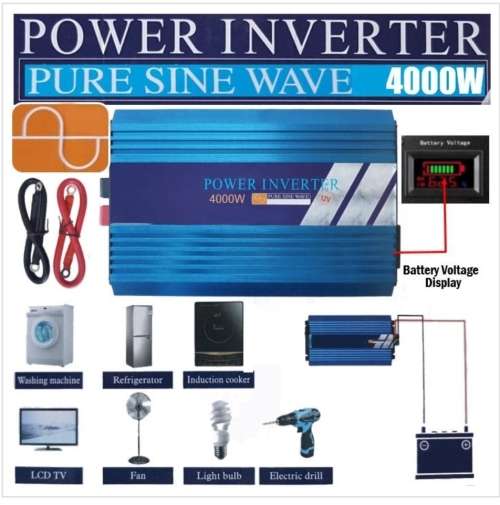4000W Pure Sine Wave Power INVERTER - 12V DC TO 220V AC