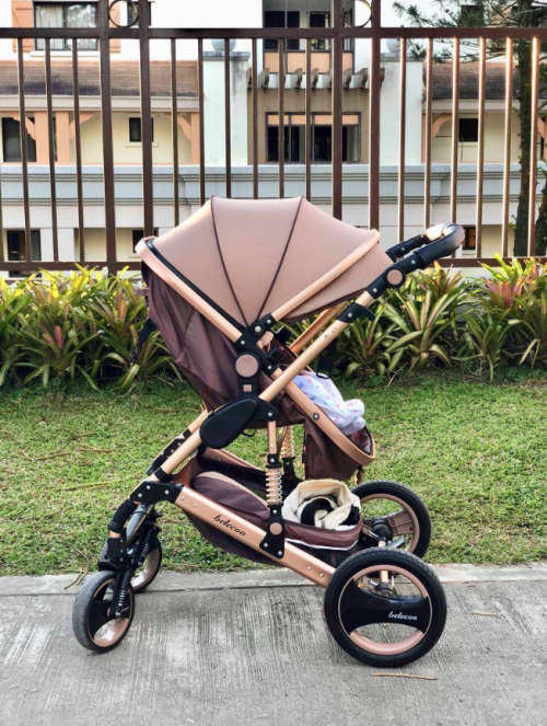 Baby Pram /Stroller - 2 Function Foldable Baby Pram (Khaki) belecoo brand