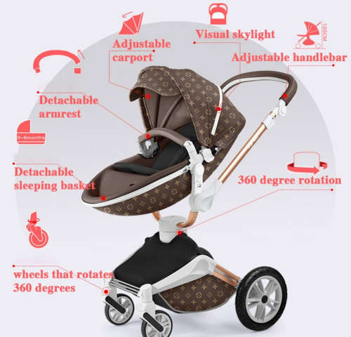 Baby Stroller Hot Mom Baby Carriage with Bassinet Combo