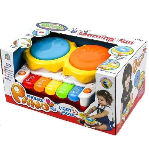 Baby Toys Piano Music Keyboard Toddler Toys - Hand Drum Music Toys for Kids with Flash Lights - Earl