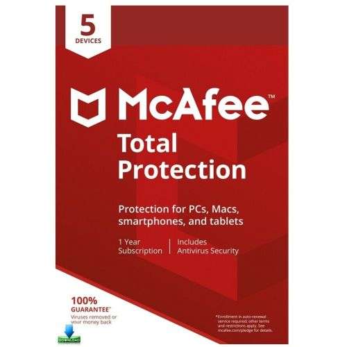McAfee Total Protection 2020 5 Devices 1 Year Antivirus License Key for Mac,Windows,Android