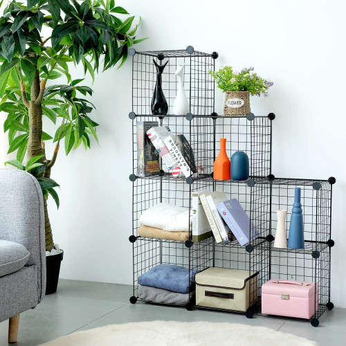 9 CUBE WIRE METAL GRID SHELF STORAGE CABINET ORGANIZER