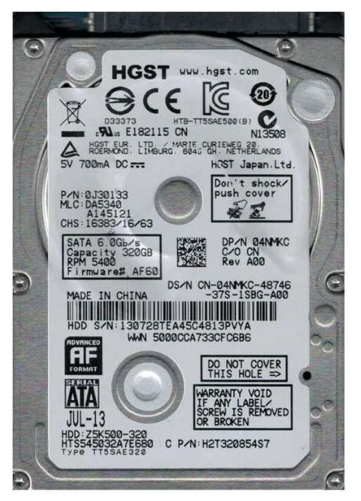 HGST Travelstar Z5K500  320GB 5400RPM SATA 6Gb/s 8MB Cache 2.5-inch Laptop Hard Drive