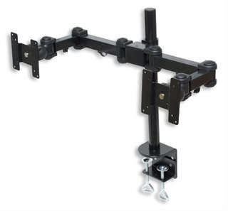 Manhattan LCD Pole support 2 monitor double swing arm with heavy duty clamp