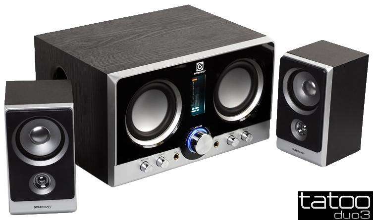 SonicGear Tatoo Duo 3 2.1 Multimedia Speakers, Total Power Output: 45 Watts RMS