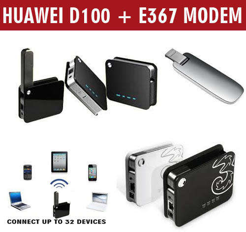 Huawei D100 mini 3g / wifi router Plus used Huawei e367 - 21mbps 3g modem included - R50 shipping