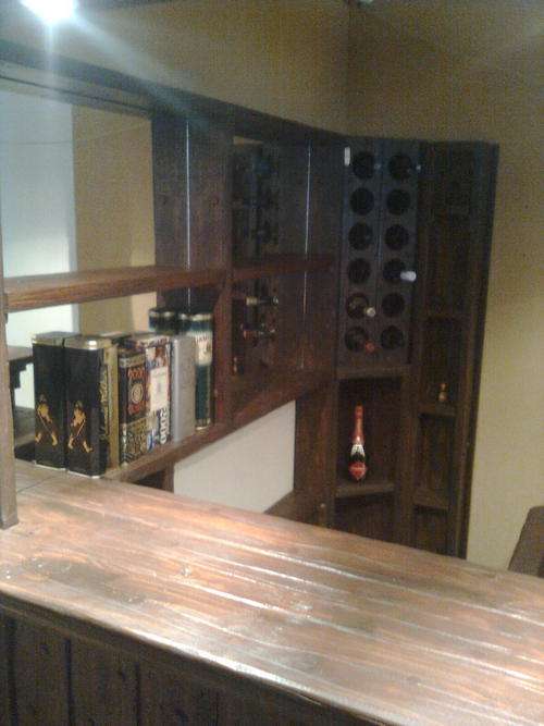 BAR and five bar stools, wine rack and mirrors