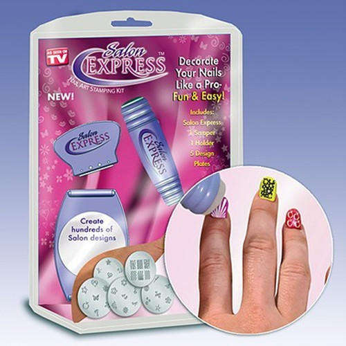 SALON EXPRESS Nail Art Stencil Stamping Kit **NEW** 100+ Designs Like A Pro