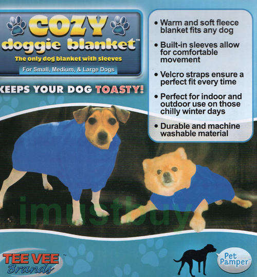 2  ON AUCTION!!1Large Super Cozy Blue Fleece Dog Blanket with Sleeves