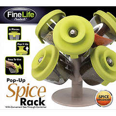 2 ON AUCTIONS !!! FINE LIFE POP-UP 6 CONTAINER SPICE RACK WITH STORAGE TREE
