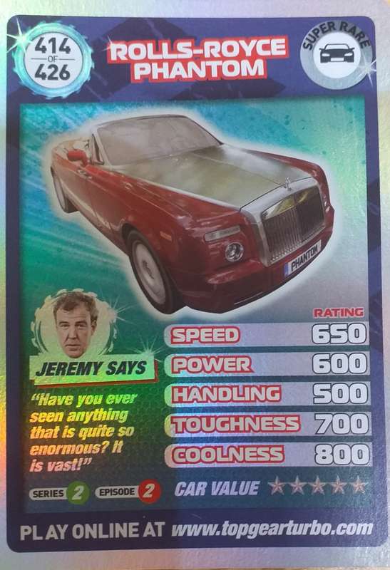 Top gear turbo challenge - Rolls Royce Phantom card