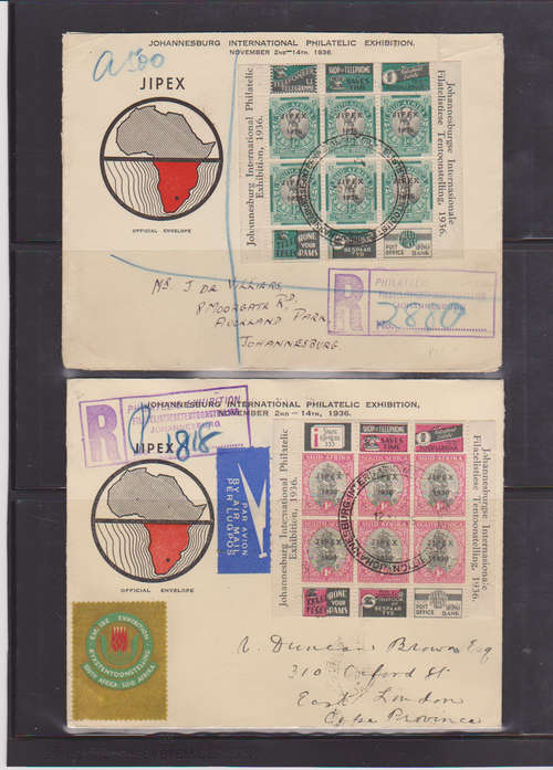 SOUTH AFRICA - 1936 - JIPEX 1936 - SET ON FIRST DAY COVERS.