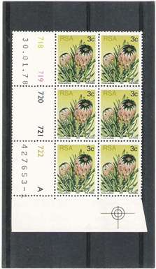 SOUTH AFRICA. 1977. 3RD DEFINITIVE ISSUE. NO. 420 CONTROL BLOCK. UNMOUNTED MINT. SEE DESCRIPTION.