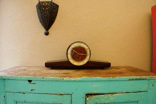 Vintage German Art Deco Mantel Clock FHS Mahogany