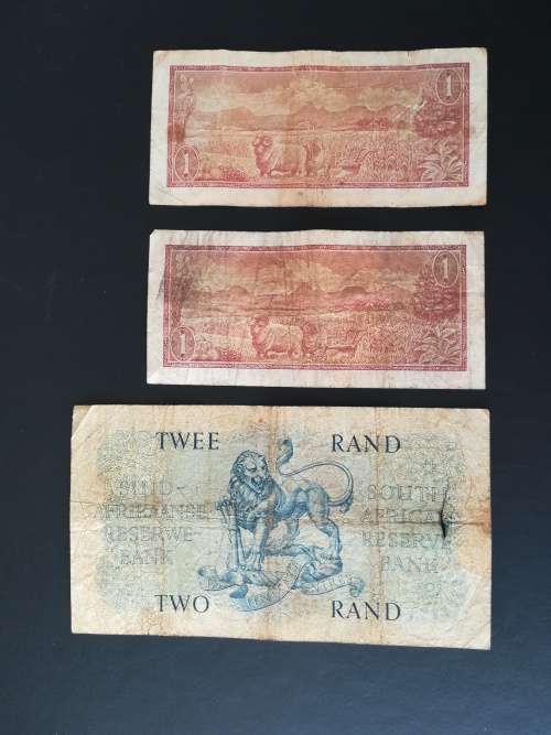 S. A. Bank Note : TWO RAND / TWEE RAND : G Rissik (+ 2 times ONE RAND / EEN RAND)