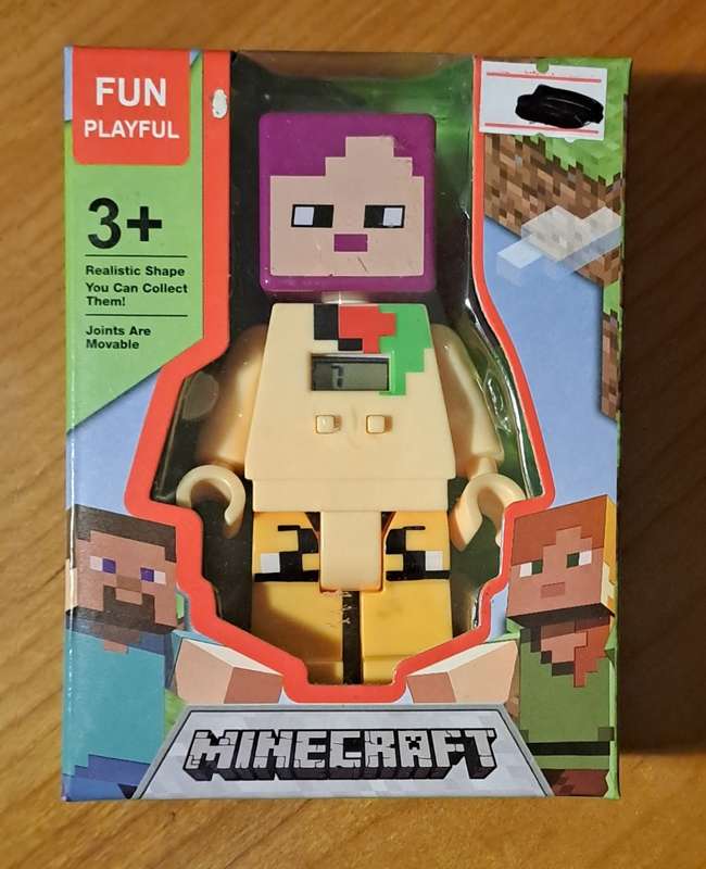 Minecraft Pink Hair Figure with Digital Time Interface (Still in original box)