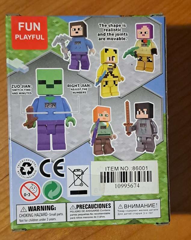 Minecraft Pink Hair Figure with Digital Time Interface (Still in original box)