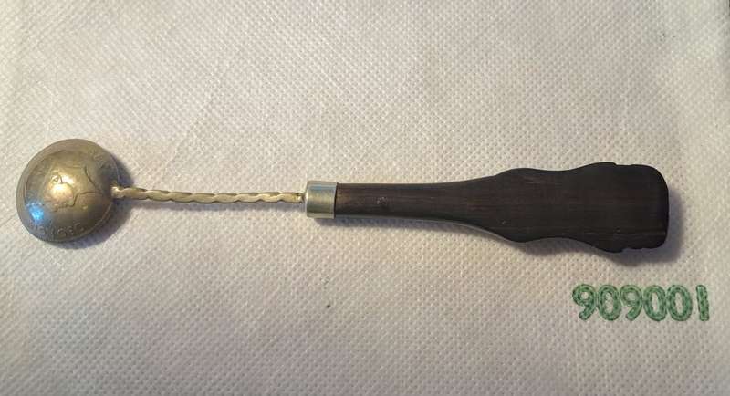 Vintage 1949 East African Ebony & Coin Spoon Silver Shilling