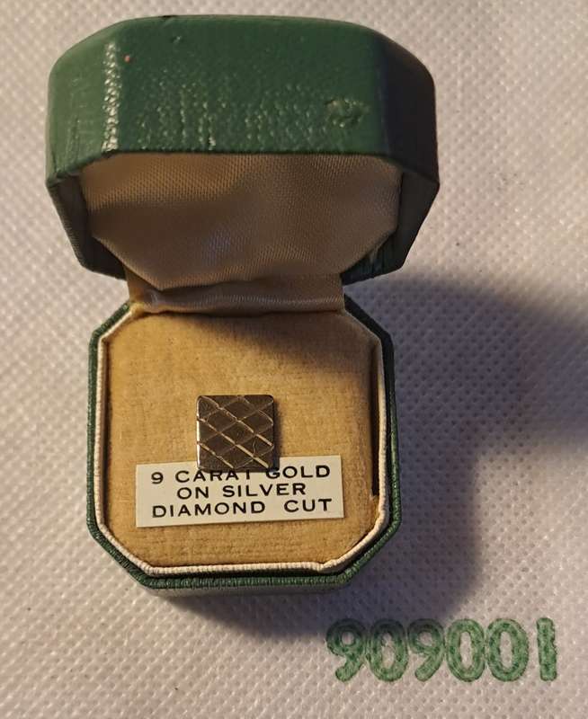 Vintage Gold on Silver men tie pin (9ct Gold on silver)