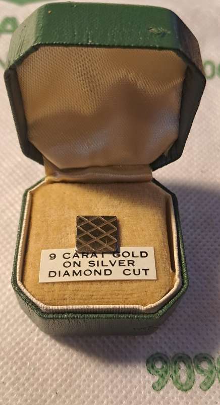 Vintage Gold on Silver men tie pin (9ct Gold on silver)