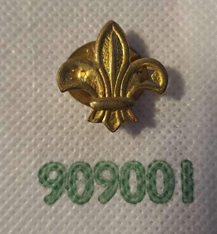 Boy Scouts brass arrowhead round lapel badge (Scares and original)