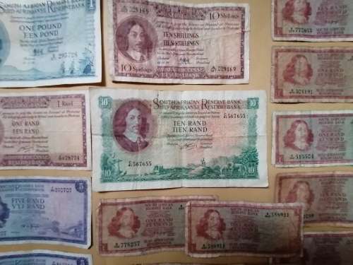 Mix of South Africa Rands, Pounds and Shillings