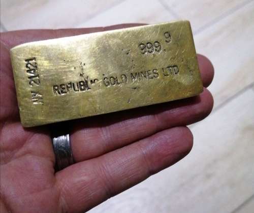 WOW!! Original early bar/item!! ~ stamped REPUBLIC GOLD MINES Ltd. NX21421 (ONLY ONE ON BOB)