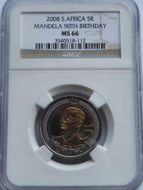 2008 NGC MS66 90th Nelson Mandela Birthday 5Rand