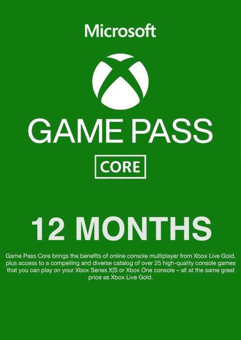 Xbox Game Pass Core 12 Month Membership