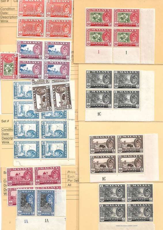 MALAYAN STATES :  PERAK                                           CORNER BLOCKS MNH INCLUDED