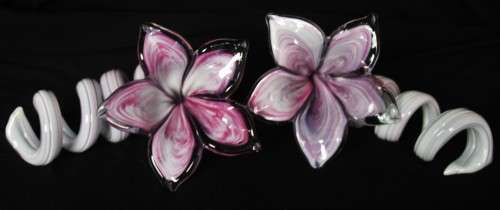 *MURANO* ! WOW SET OF 2 MURANO GLASS FLOWER PAPER WEIGHTS ! LOOK
