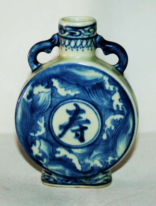 *ORIENTAL*ANTIQUE HAND PAINTED PORCELAIN CHINESE MOON-FLASK ! BEAUTY !!