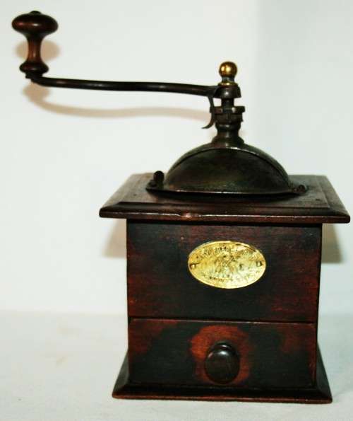 *COFFEE GRINDER*RARE CIRCA 1890'S WOODEN JAPY FRERES & CIE , PARIS COFFEE GRINDER