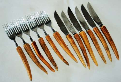*STAG HORN*SET OF 6 KNIFES AND 6 FORKS GENUINE STAG HORN HANDLED CUTLERY!