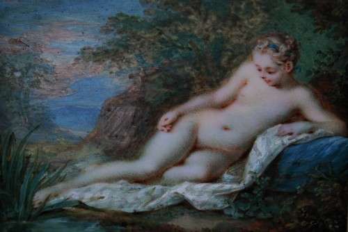 *JACQUES CHARLIER*ULTRA RARE ! MINIATURE PAINTING BY JACQUES CIRCA 1720-1790 AFTER FRANCOIS BOUCHER