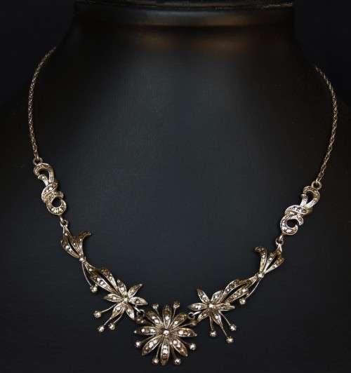 *MARCASITE*BEAUTIFUL VINTAGE STERLING SILVER MARCASITE NECKLACE !WOW