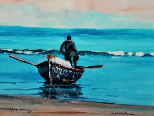 *CHRISTOPHORUS* ORIGINAL BOXED CANVAS PAINTING  BY WELL KNOW SOUTH AFRICAN ARTIST