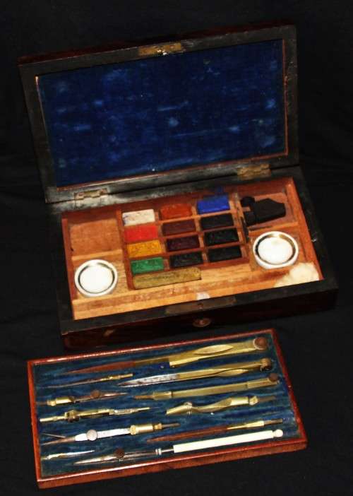 *DRAUGHTSMAN*ANTIQUE DRAUGTSMAN DRAWING SET OF TOOLS IN ORIGINAL BOX - VALUE R2850