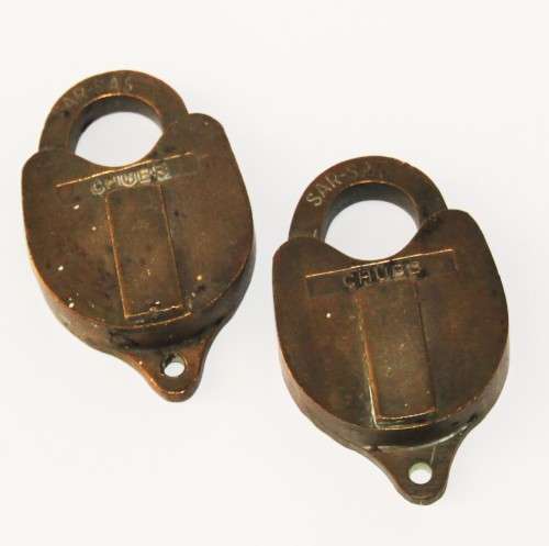 *SAR / SAS* WOW !SCARCE LOT OF TWO SOLID BRASS SOUTH AFRICAN RAILWAYS CHUBB LOCKS