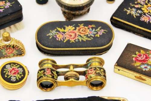 *PETITE POINT*VINTAGE COLLECTION OF PETITE POINT EMBROIDERY ITEMS ! ONE BID FOR ALL !!!