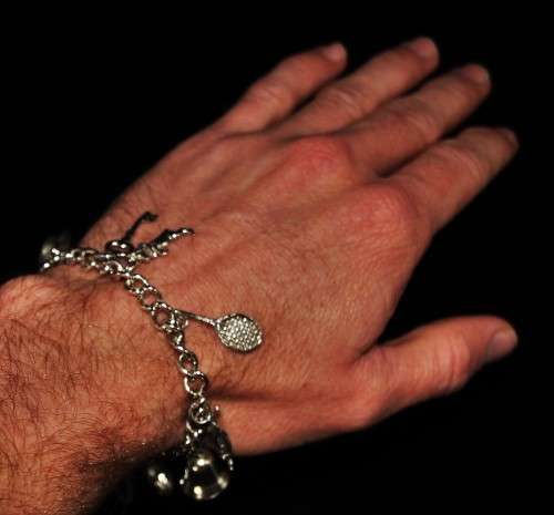 *CHARMS* STERLING SILVER CHARM BRACELET WITH HEART SHAPE PADLOCK CLASP