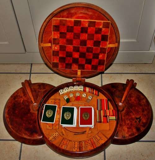 *GAMES*WOW! HUGE!! ANTIQUE WOODEN COMPEDIUM GAMES BOX , SCARCE !!!! UNUSUAL !!! VALUE R12750.00