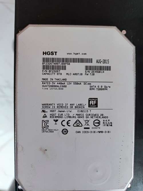 8TB SATA HGST Ultrastar/8TB 7200 RPM 128MB Cache SATA 6.0Gb/s 3.5` Inch