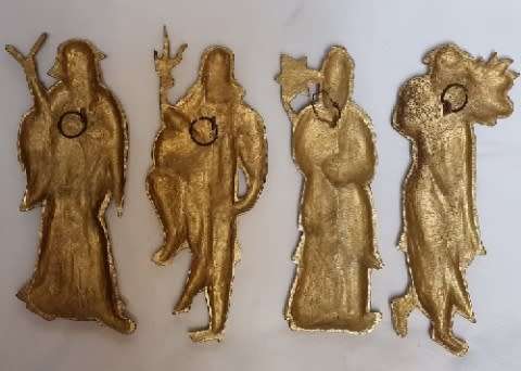 Vintage Brass Oriental Wall Hanging Figurines