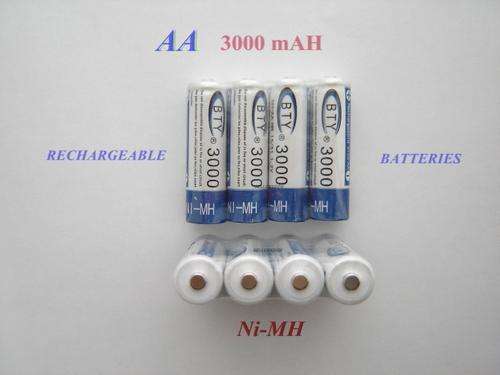 4 x AA 3000 mAh NI-MH RECHARGEABLE BATTERIES