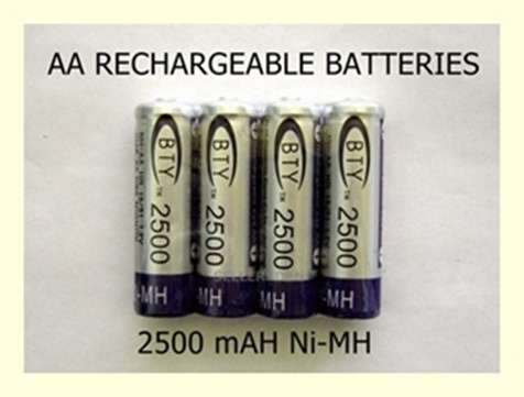 4 X AA RECHARGEABLE 2500mAH Ni-MH BATTERIES