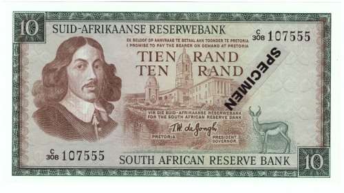 T W de JONGH TEN RAND SOUTH AFRICAN BANK NOTE 3rd ISSUE