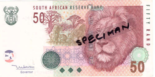 T T MBOWENI FIFTY RAND SOUTH AFRICAN BANK NOTE 2nd ISSUE DOUBLE AA SERIES