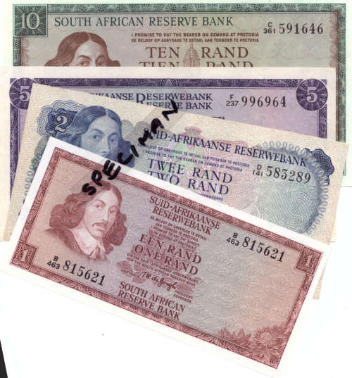 T W de JONGH FULL SET OF SOUTH AFRICAN BANK NOTE 3rd ISSUE